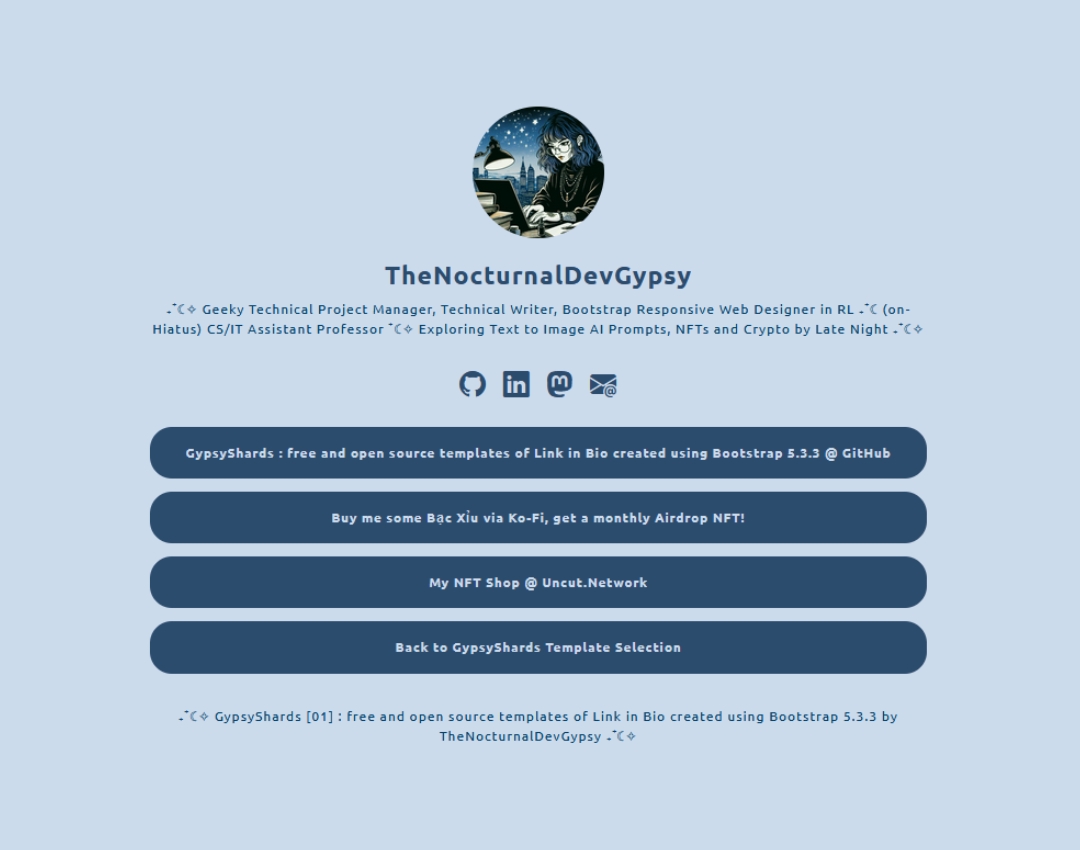 GypsyShards [001.001] Free Bootstrap 5 Themes of Link in Bio Templates by TheNocturnalDevGypsy