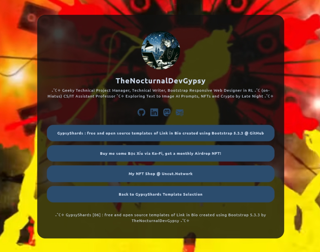 GypsyShards [001.005] Free Bootstrap 5 Themes of Link in Bio Templates by TheNocturnalDevGypsy