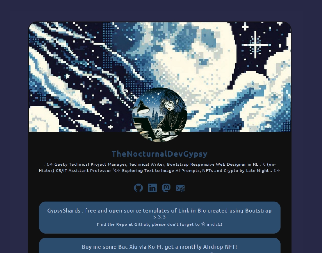 GypsyShards [002.002] Free Bootstrap 5 Themes of Link in Bio Templates by TheNocturnalDevGypsy