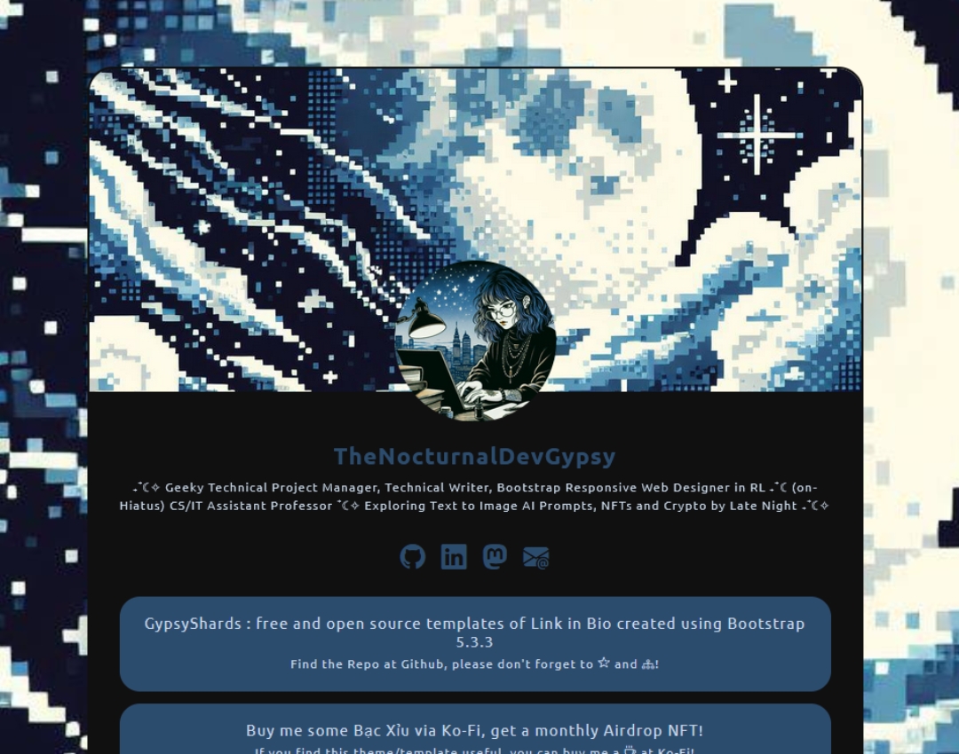 GypsyShards [002.003] Free Bootstrap 5 Themes of Link in Bio Templates by TheNocturnalDevGypsy